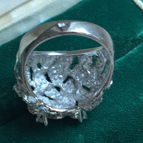 White gold plated vintage ring with 8 genuine diamonds - Picture 8 of 8
